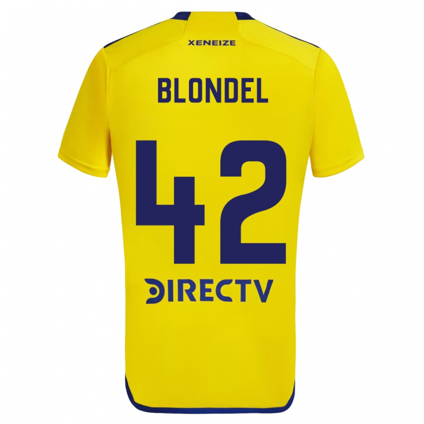 Criança Camisola Lucas Blondel #42 Amarelo Azul Alternativa 2024/25 Camisa Brasil