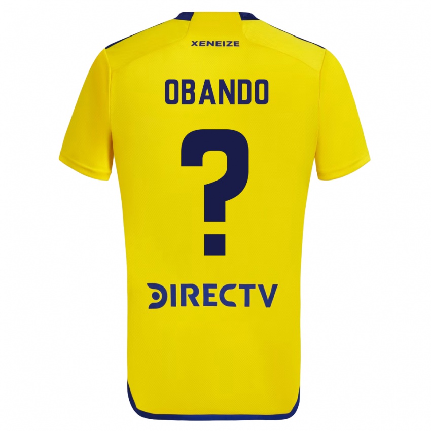 Criança Camisola Agustin Obando #0 Amarelo Azul Alternativa 2024/25 Camisa Brasil