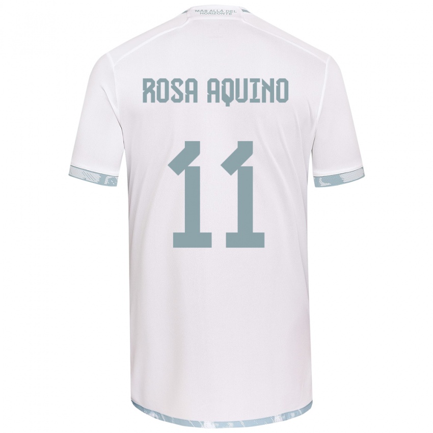 Criança Camisola Rosa Aquino #11 Branco Cinza Alternativa 2024/25 Camisa Brasil