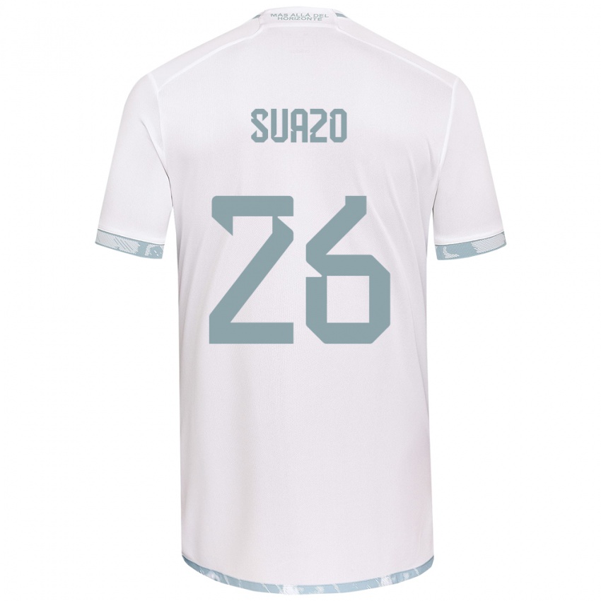 Criança Camisola Gretzel Suazo #26 Branco Cinza Alternativa 2024/25 Camisa Brasil