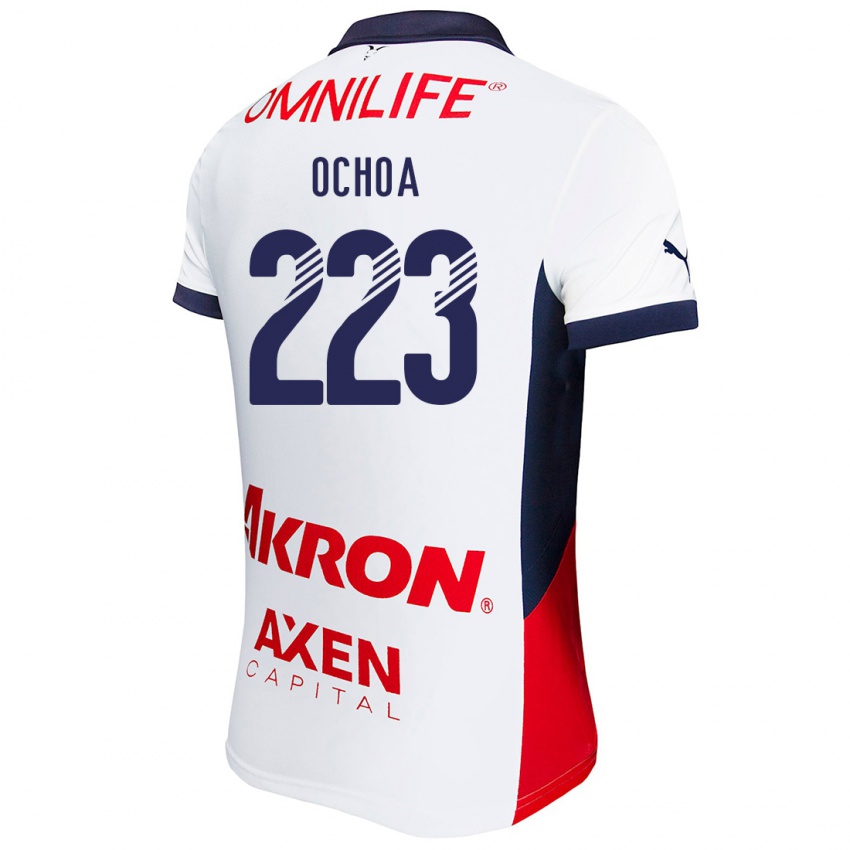 Criança Camisola Diego Ochoa #223 Branco Vermelho Azul Alternativa 2024/25 Camisa Brasil