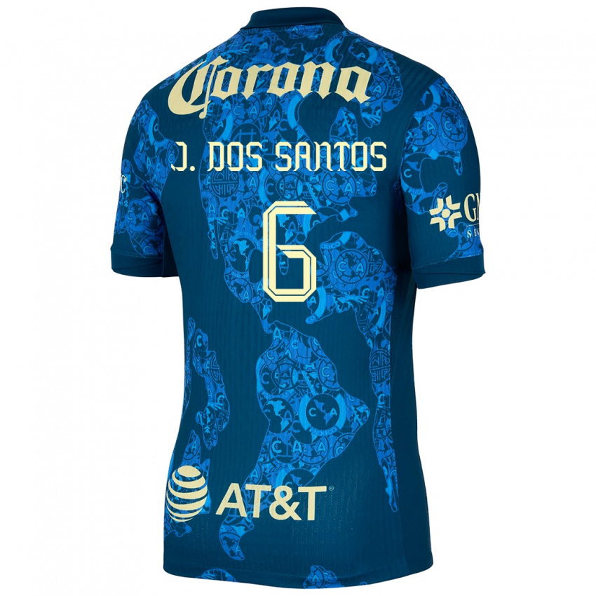 Criança Camisola Jonathan Dos Santos #6 Azul Amarelo Alternativa 2024/25 Camisa Brasil