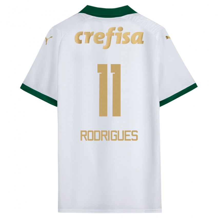 Criança Camisola Bruno Rodrigues #11 Branco Verde Alternativa 2024/25 Camisa Brasil