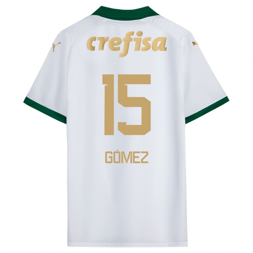 Criança Camisola Gustavo Gomez #15 Branco Verde Alternativa 2024/25 Camisa Brasil