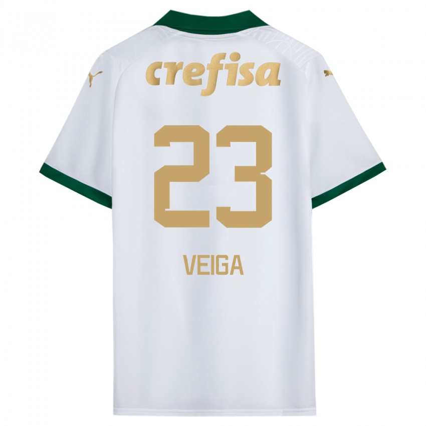 Criança Camisola Raphael Veiga #23 Branco Verde Alternativa 2024/25 Camisa Brasil