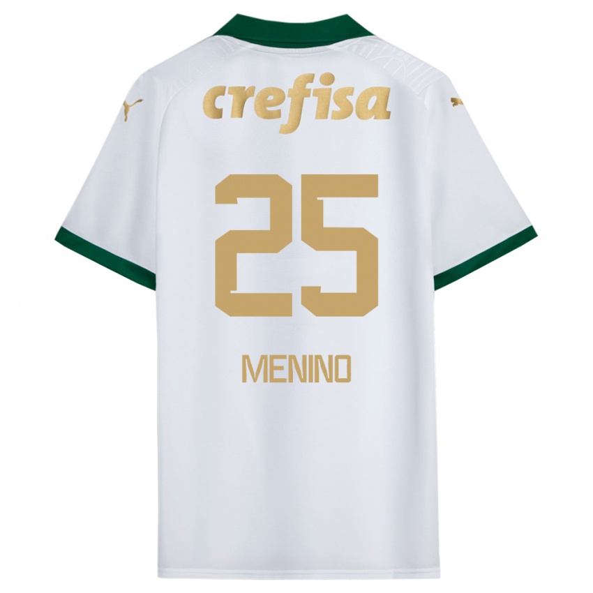 Criança Camisola Gabriel Menino #25 Branco Verde Alternativa 2024/25 Camisa Brasil