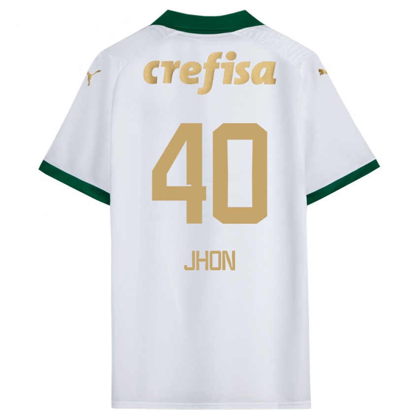 Criança Camisola Jhon Jhon #40 Branco Verde Alternativa 2024/25 Camisa Brasil