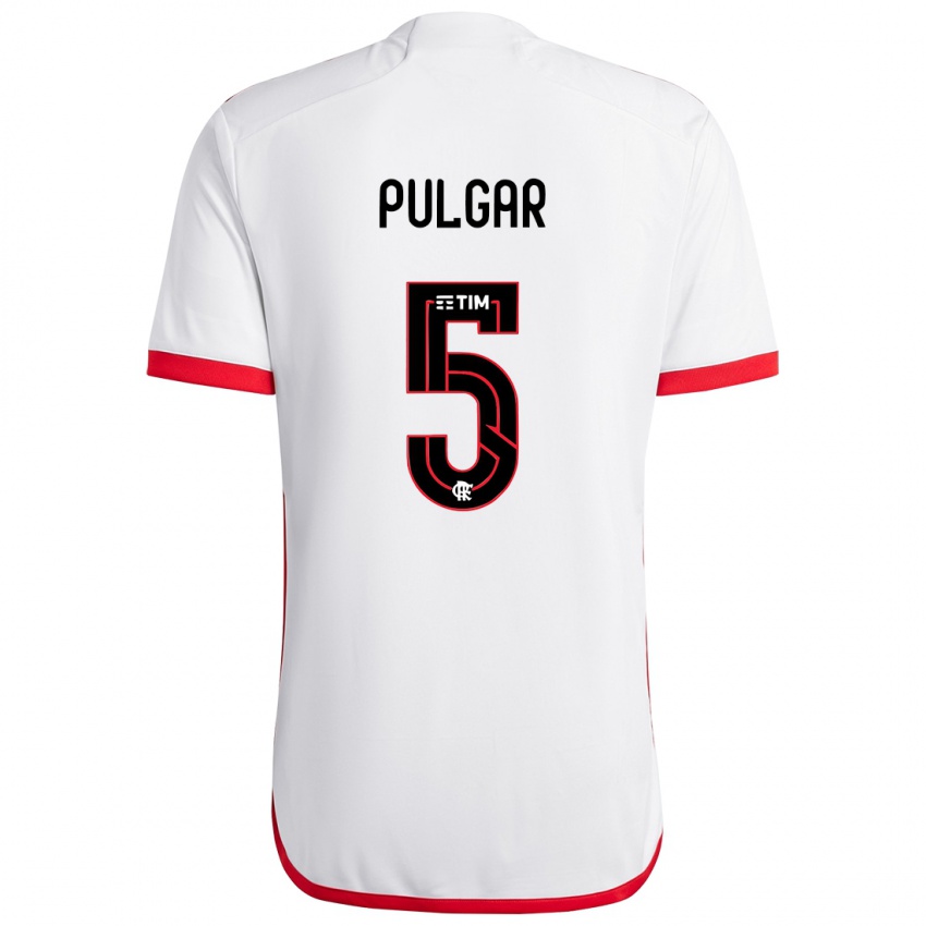 Criança Camisola Erick Pulgar #5 Branco Vermelho Alternativa 2024/25 Camisa Brasil