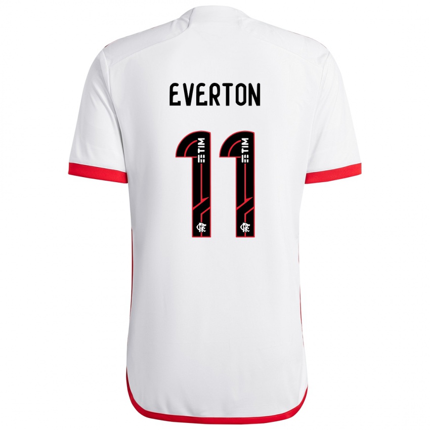 Criança Camisola Everton #11 Branco Vermelho Alternativa 2024/25 Camisa Brasil