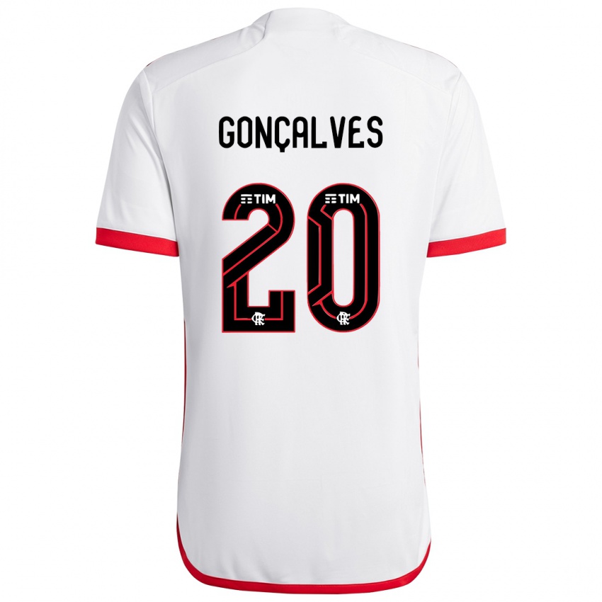 Criança Camisola Matheus Gonçalves #20 Branco Vermelho Alternativa 2024/25 Camisa Brasil