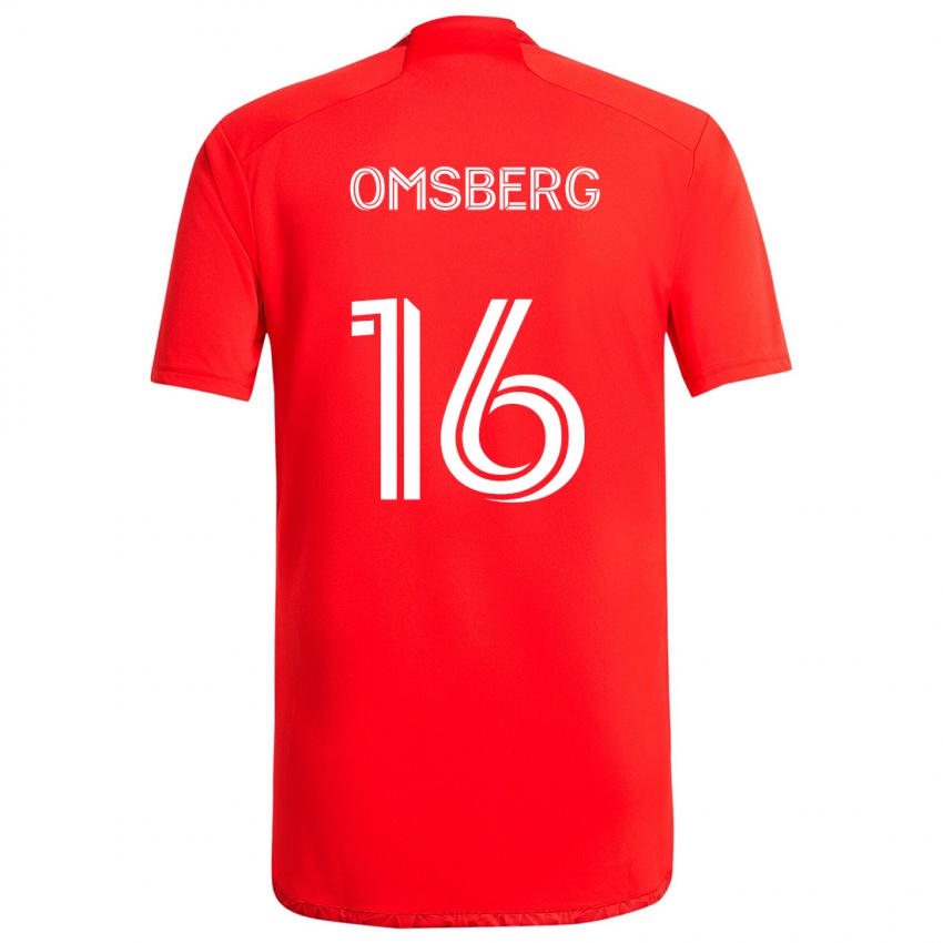 Homem Camisola Wyatt Omsberg #16 Vermelho Branco Principal 2024/25 Camisa Brasil