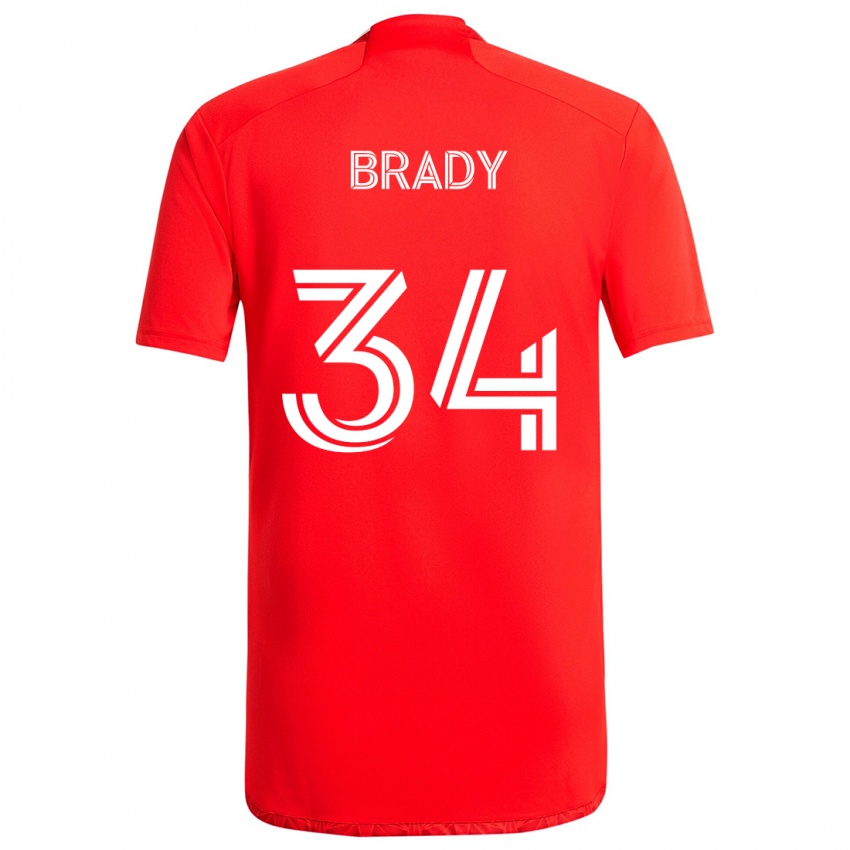 Homem Camisola Chris Brady #34 Vermelho Branco Principal 2024/25 Camisa Brasil