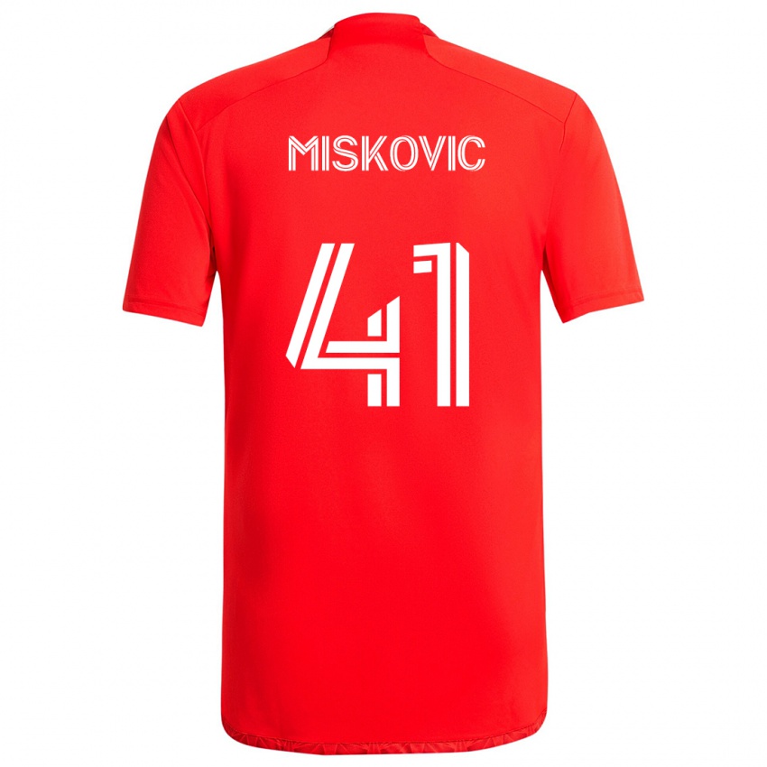 Homem Camisola Mihajlo Miskovic #41 Vermelho Branco Principal 2024/25 Camisa Brasil