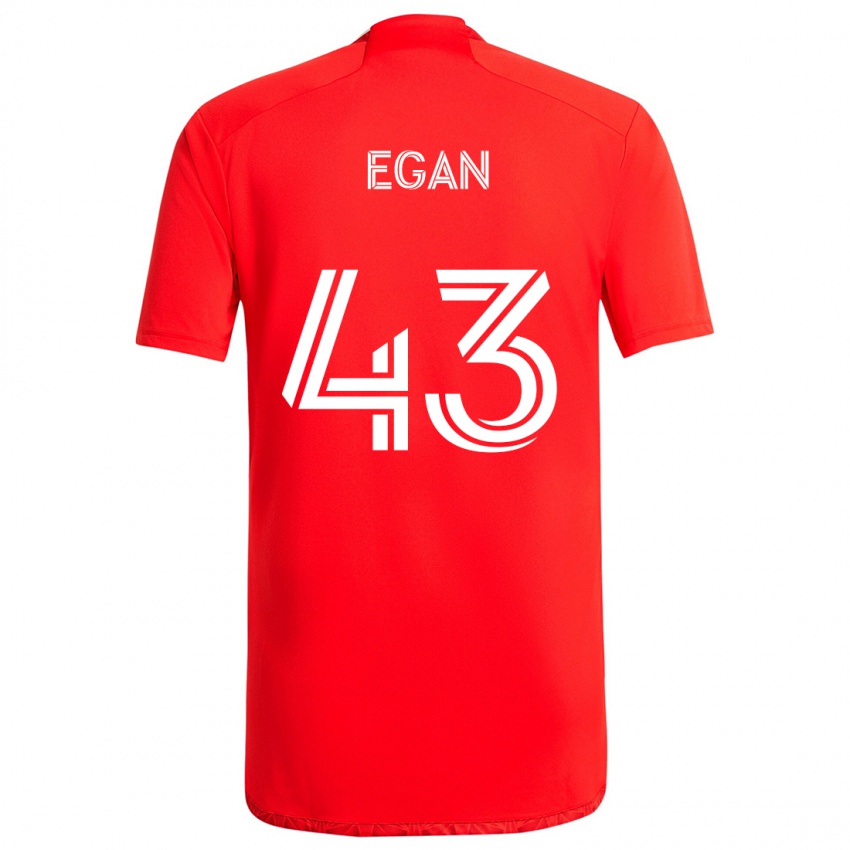 Homem Camisola Noah Egan #43 Vermelho Branco Principal 2024/25 Camisa Brasil