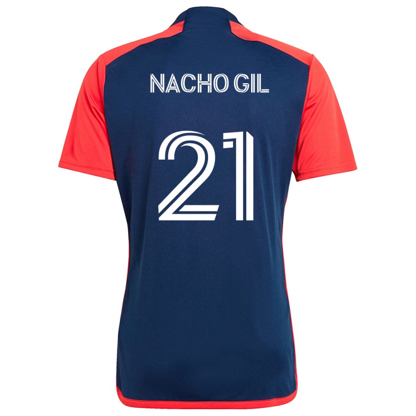 Homem Camisola Nacho Gil #21 Azul Vermelho Principal 2024/25 Camisa Brasil