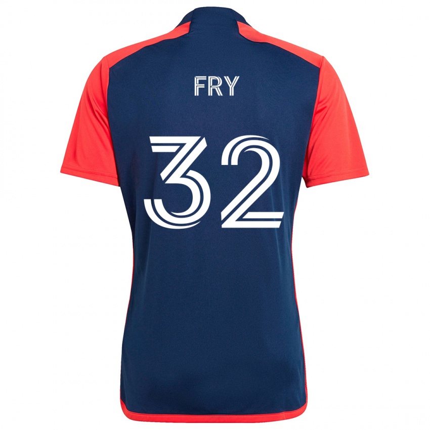 Homem Camisola Malcolm Fry #32 Azul Vermelho Principal 2024/25 Camisa Brasil