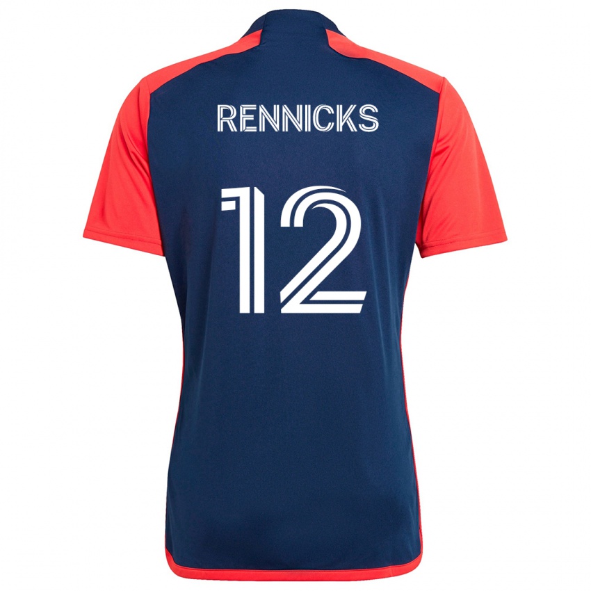 Homem Camisola Justin Rennicks #12 Azul Vermelho Principal 2024/25 Camisa Brasil