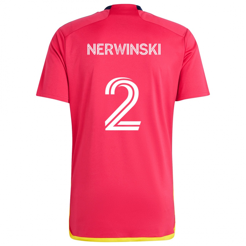 Homem Camisola Jake Nerwinski #2 Vermelho Azul Principal 2024/25 Camisa Brasil