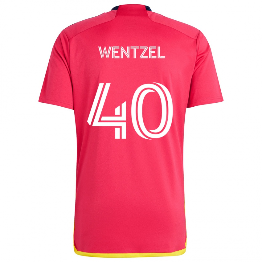 Homem Camisola Michael Wentzel #40 Vermelho Azul Principal 2024/25 Camisa Brasil