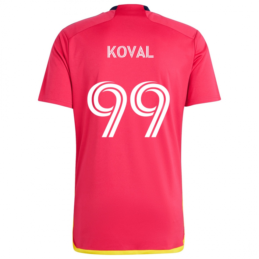 Homem Camisola Stanislav Koval #99 Vermelho Azul Principal 2024/25 Camisa Brasil