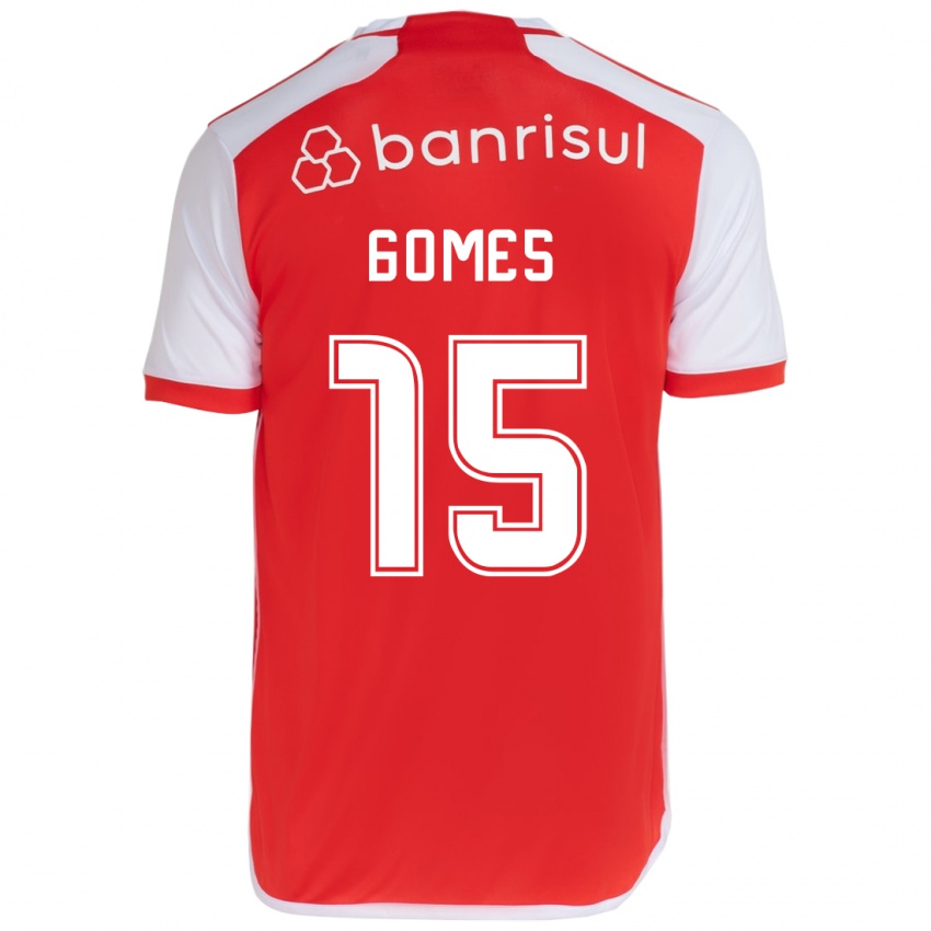 Homem Camisola Bruno Gomes #15 Vermelho Branco Principal 2024/25 Camisa Brasil