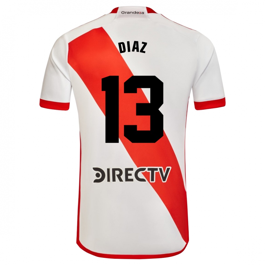 Homem Camisola Enzo Díaz #13 Branco Vermelho Principal 2024/25 Camisa Brasil