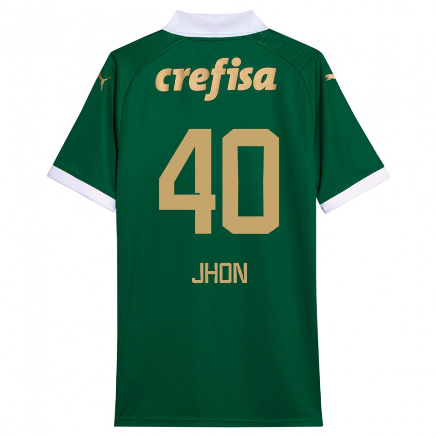 Homem Camisola Jhon Jhon #40 Verde Branco Principal 2024/25 Camisa Brasil