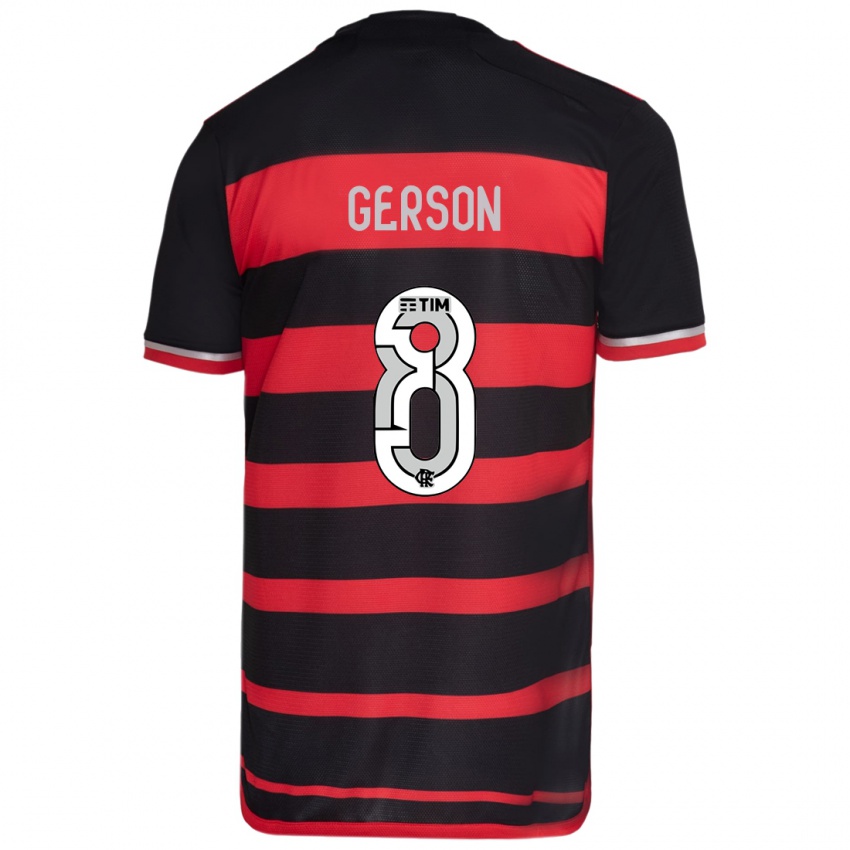 Homem Camisola Gerson #8 Vermelho Preto Principal 2024/25 Camisa Brasil