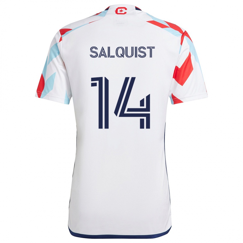 Homem Camisola Tobias Salquist #14 Branco Vermelho Azul Alternativa 2024/25 Camisa Brasil