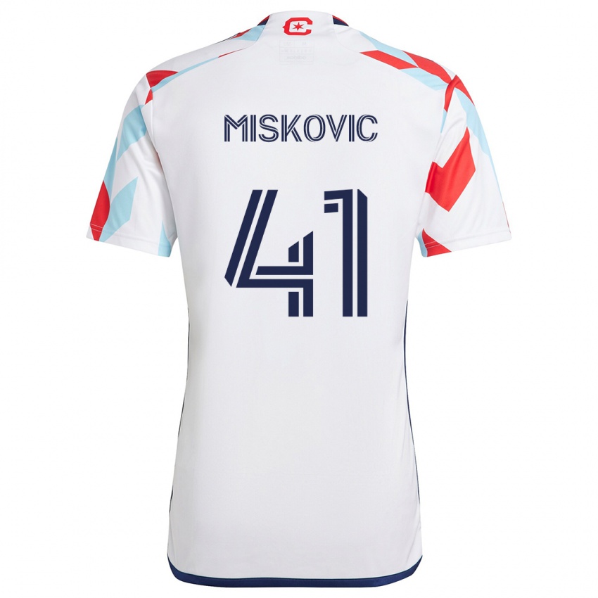 Homem Camisola Mihajlo Miskovic #41 Branco Vermelho Azul Alternativa 2024/25 Camisa Brasil