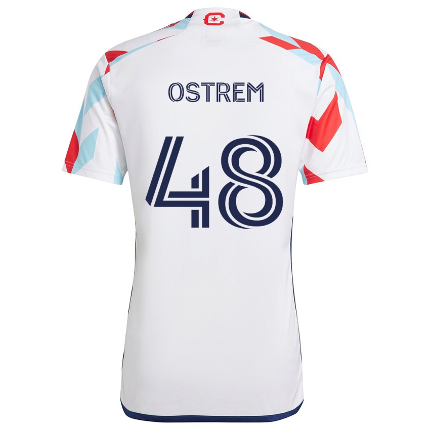 Homem Camisola Charlie Ostrem #48 Branco Vermelho Azul Alternativa 2024/25 Camisa Brasil