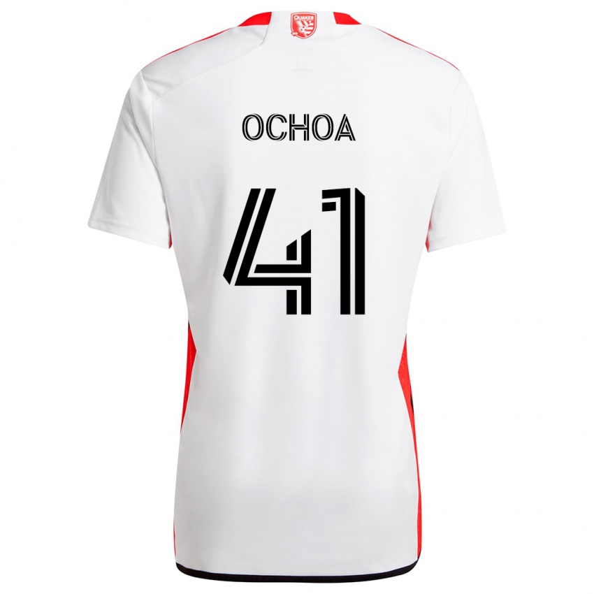 Homem Camisola Emmanuel Ochoa #41 Branco Vermelho Alternativa 2024/25 Camisa Brasil