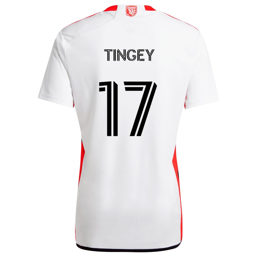 Homem Camisola Keegan Tingey #17 Branco Vermelho Alternativa 2024/25 Camisa Brasil