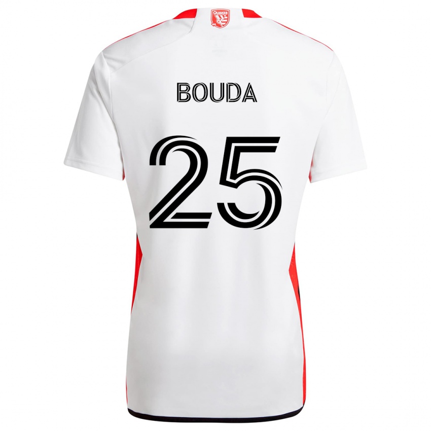 Homem Camisola Ousseni Bouda #25 Branco Vermelho Alternativa 2024/25 Camisa Brasil