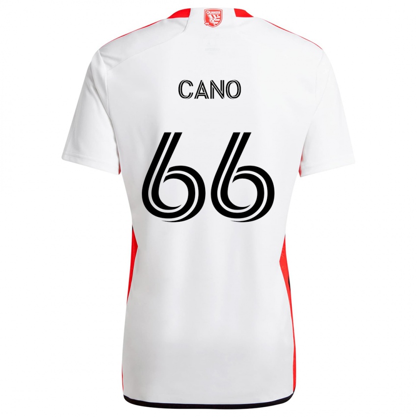 Homem Camisola Alejandro Cano #66 Branco Vermelho Alternativa 2024/25 Camisa Brasil