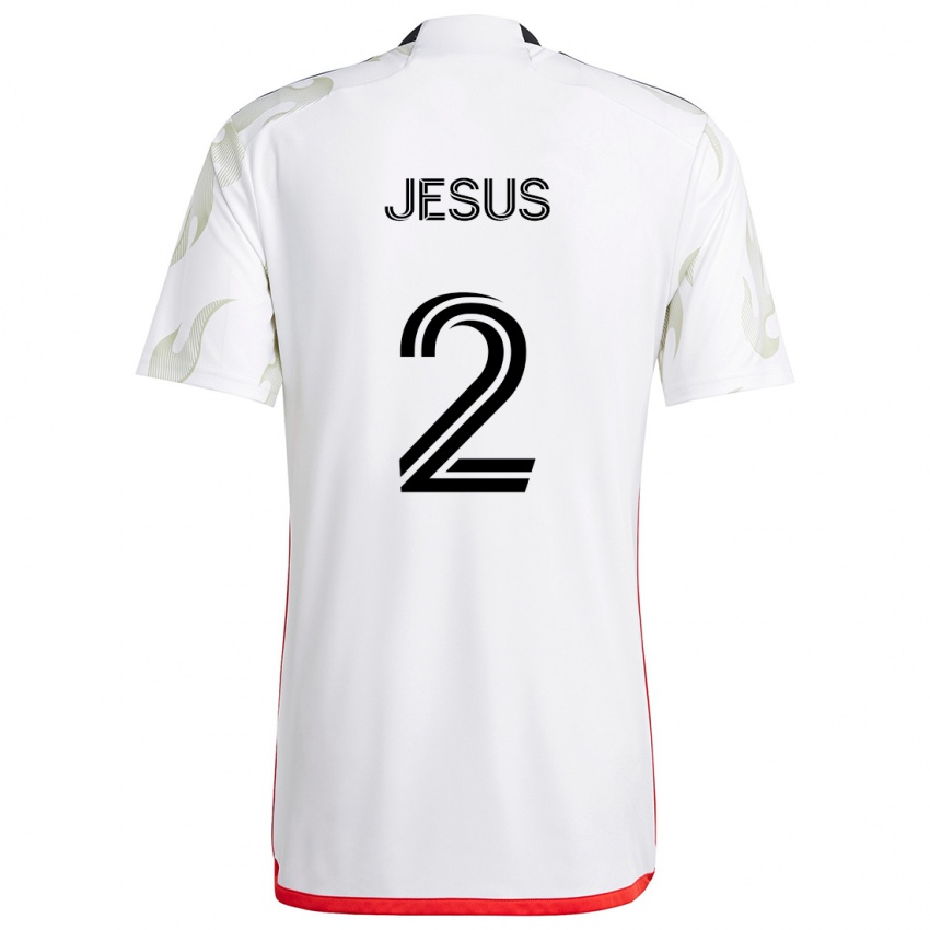 Homem Camisola Geovane Jesus #2 Branco Vermelho Preto Alternativa 2024/25 Camisa Brasil