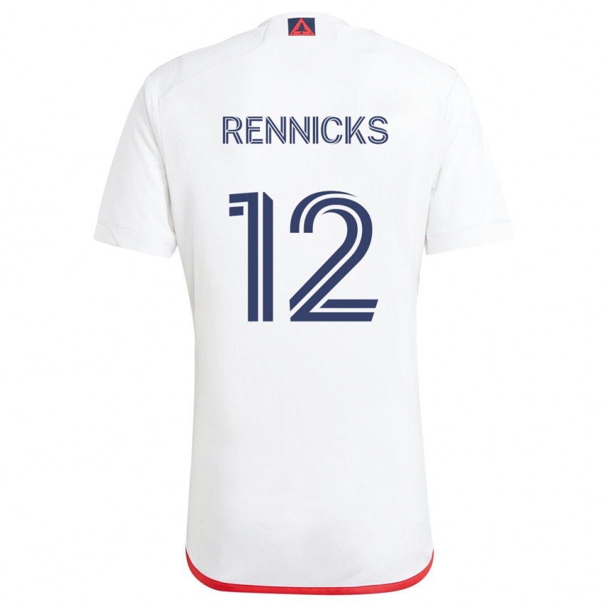 Homem Camisola Justin Rennicks #12 Branco Vermelho Alternativa 2024/25 Camisa Brasil