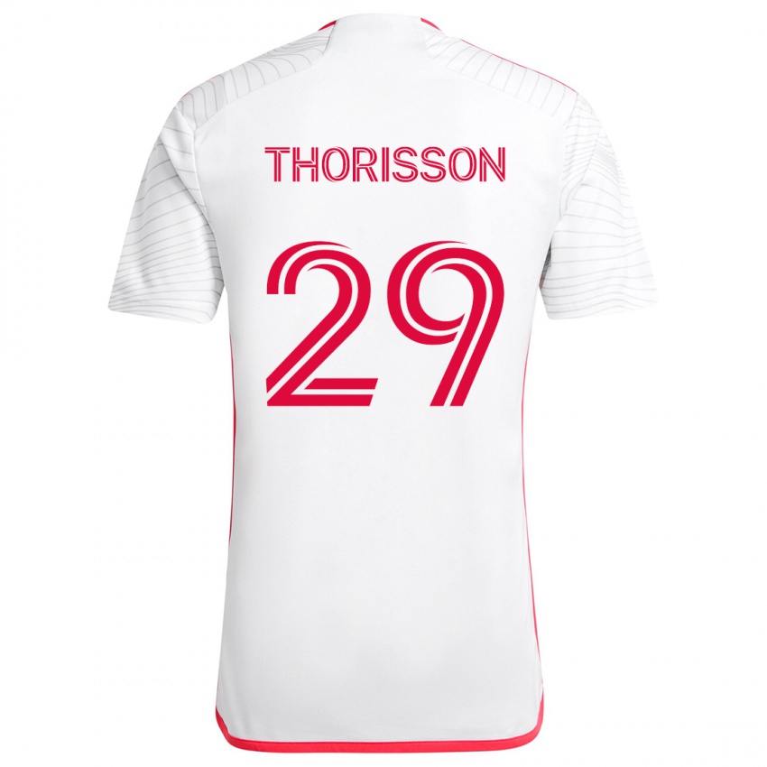 Homem Camisola Nökkvi Thórisson #29 Branco Vermelho Alternativa 2024/25 Camisa Brasil