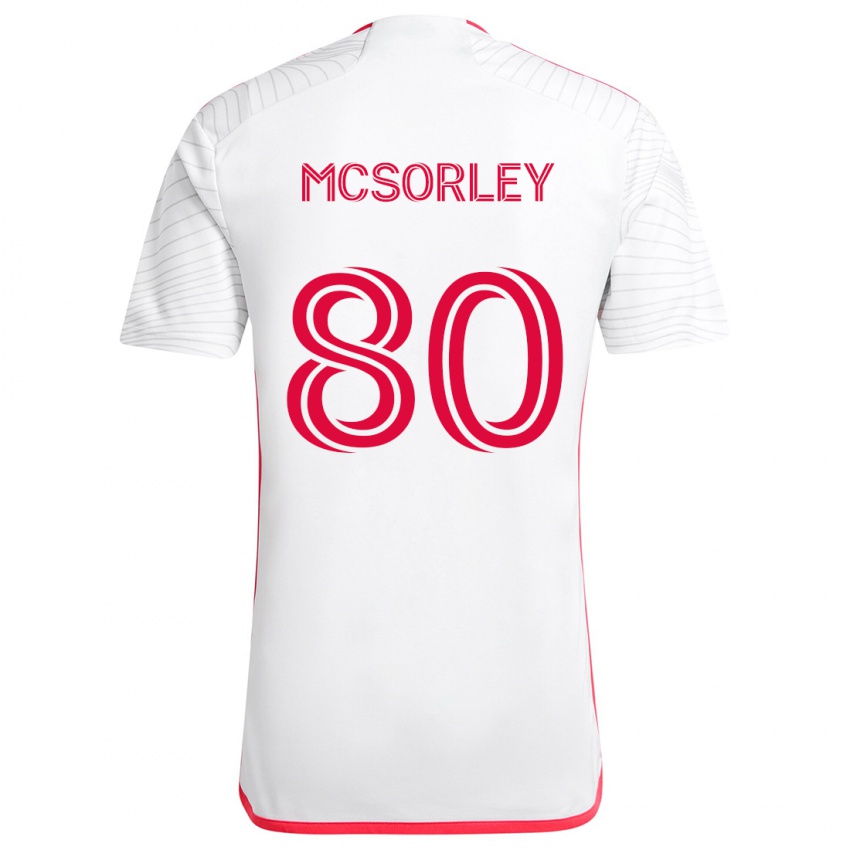 Homem Camisola Brendan Mcsorley #80 Branco Vermelho Alternativa 2024/25 Camisa Brasil