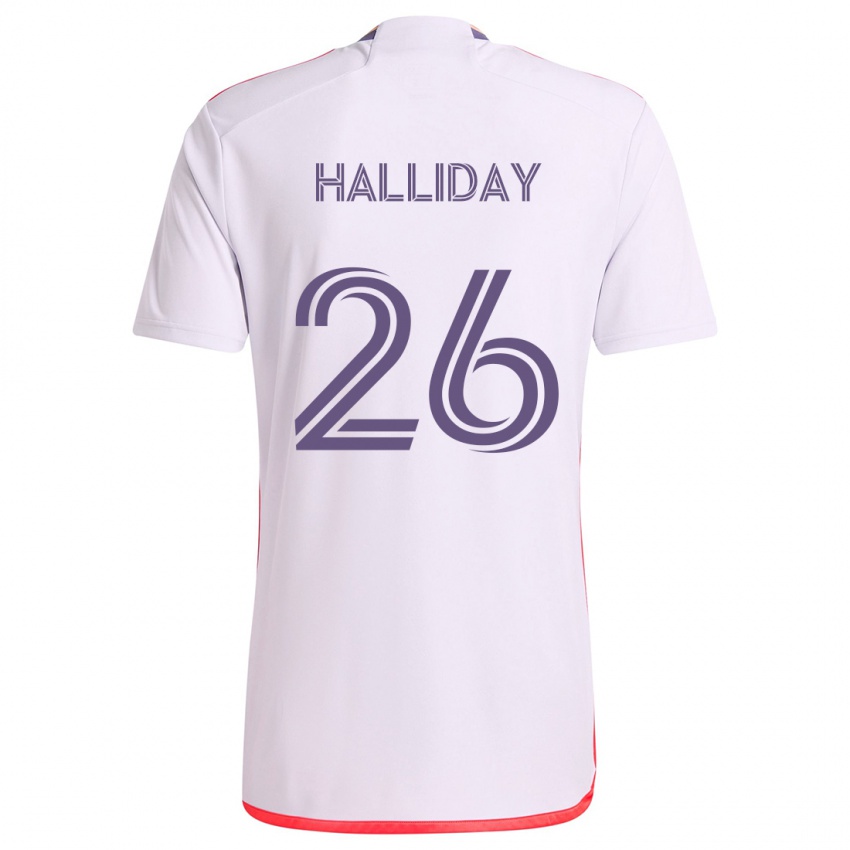 Homem Camisola Michael Halliday #26 Branco Vermelho Roxo Alternativa 2024/25 Camisa Brasil