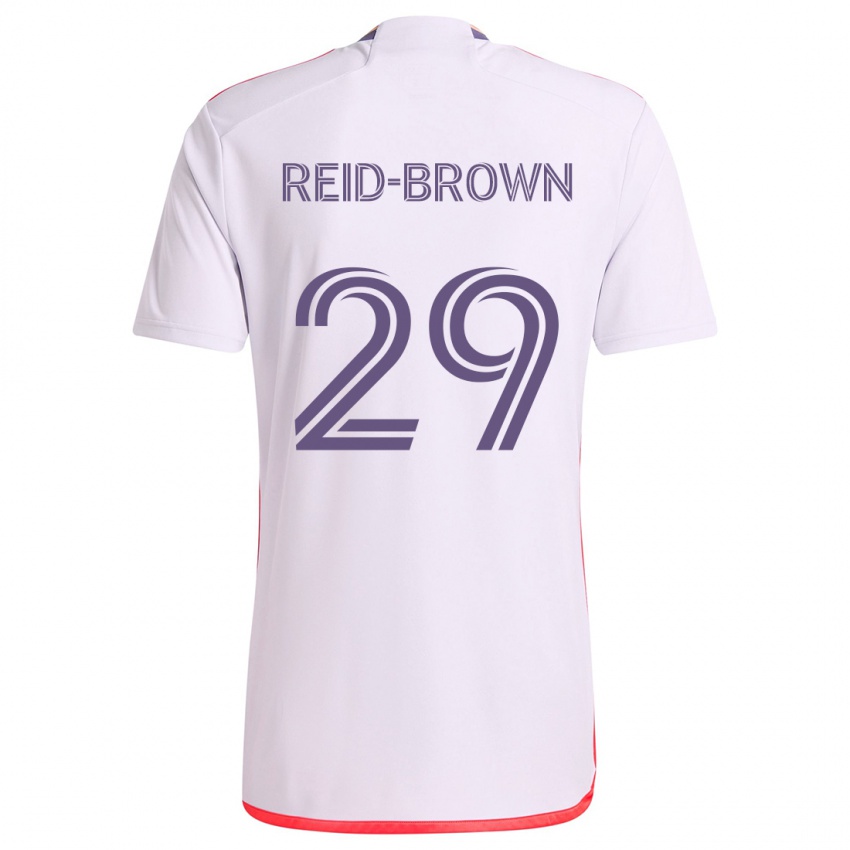 Homem Camisola Tahir Reid-Brown #29 Branco Vermelho Roxo Alternativa 2024/25 Camisa Brasil