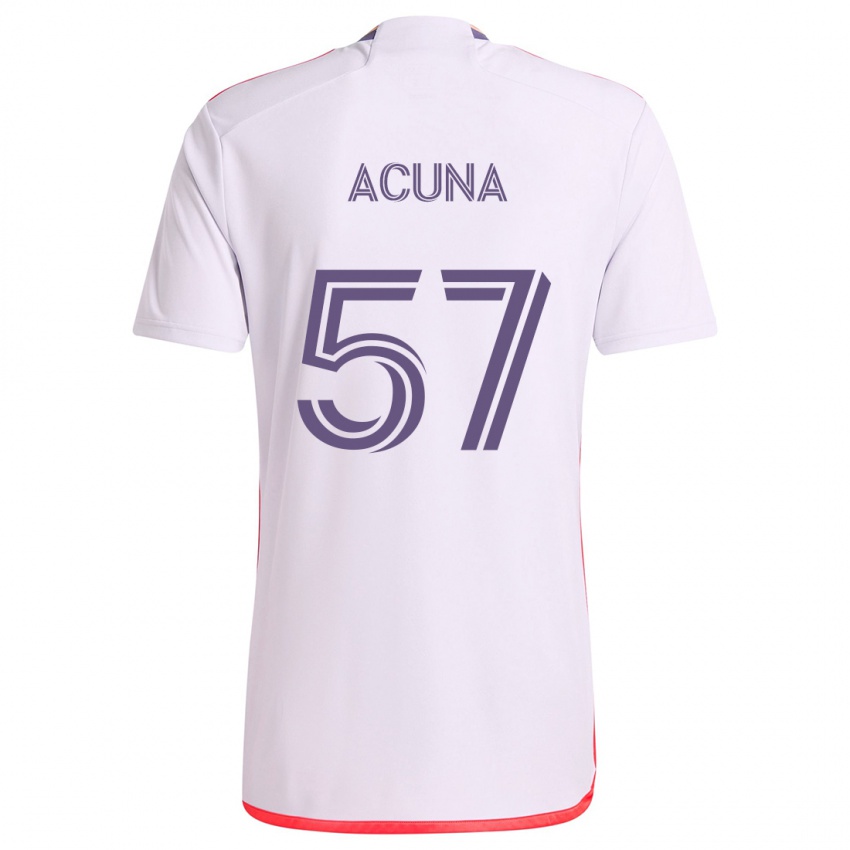 Homem Camisola Cristofer Acuña #57 Branco Vermelho Roxo Alternativa 2024/25 Camisa Brasil