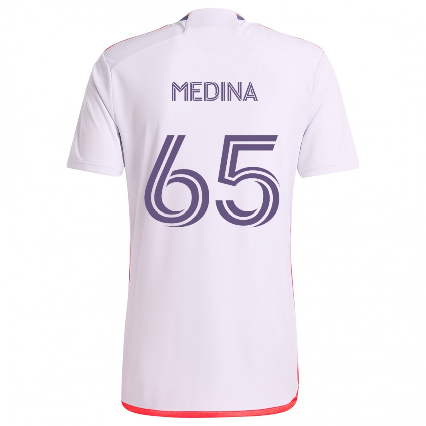 Homem Camisola Cristian Medina #65 Branco Vermelho Roxo Alternativa 2024/25 Camisa Brasil