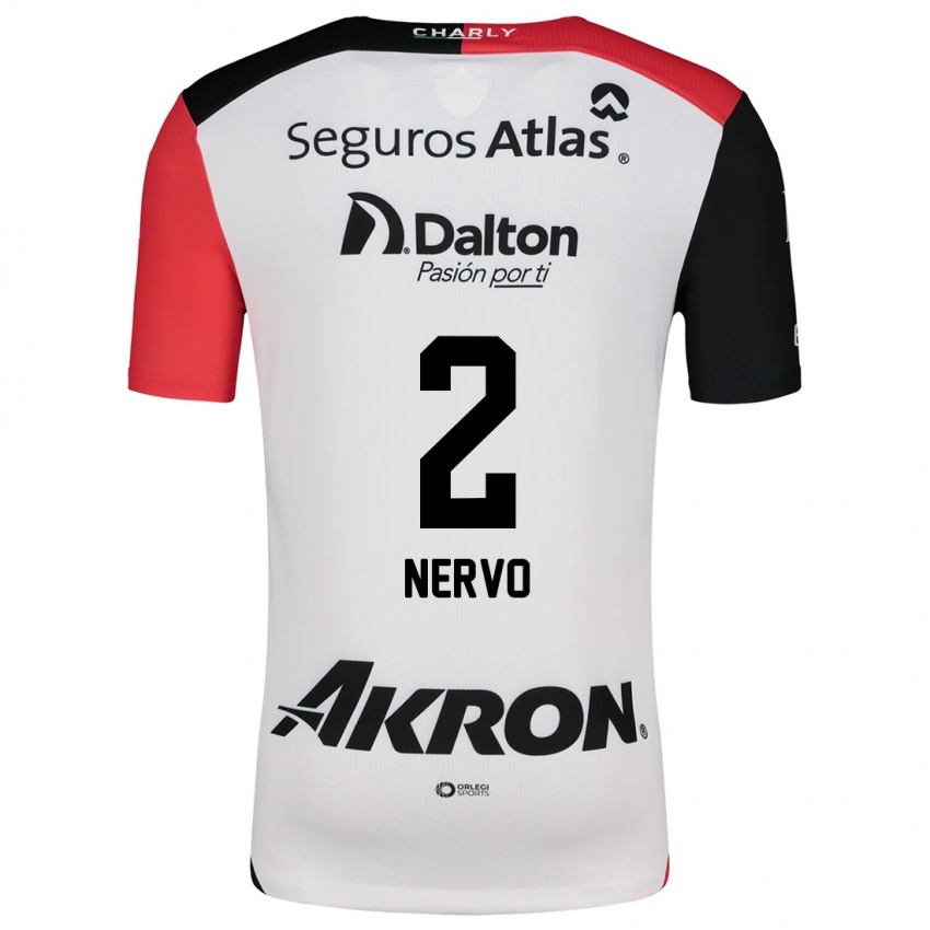 Homem Camisola Hugo Nervo #2 Branco Vermelho Preto Alternativa 2024/25 Camisa Brasil