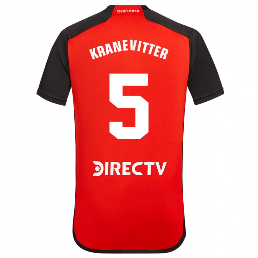 Homem Camisola Matías Kranevitter #5 Vermelho Preto Branco Alternativa 2024/25 Camisa Brasil