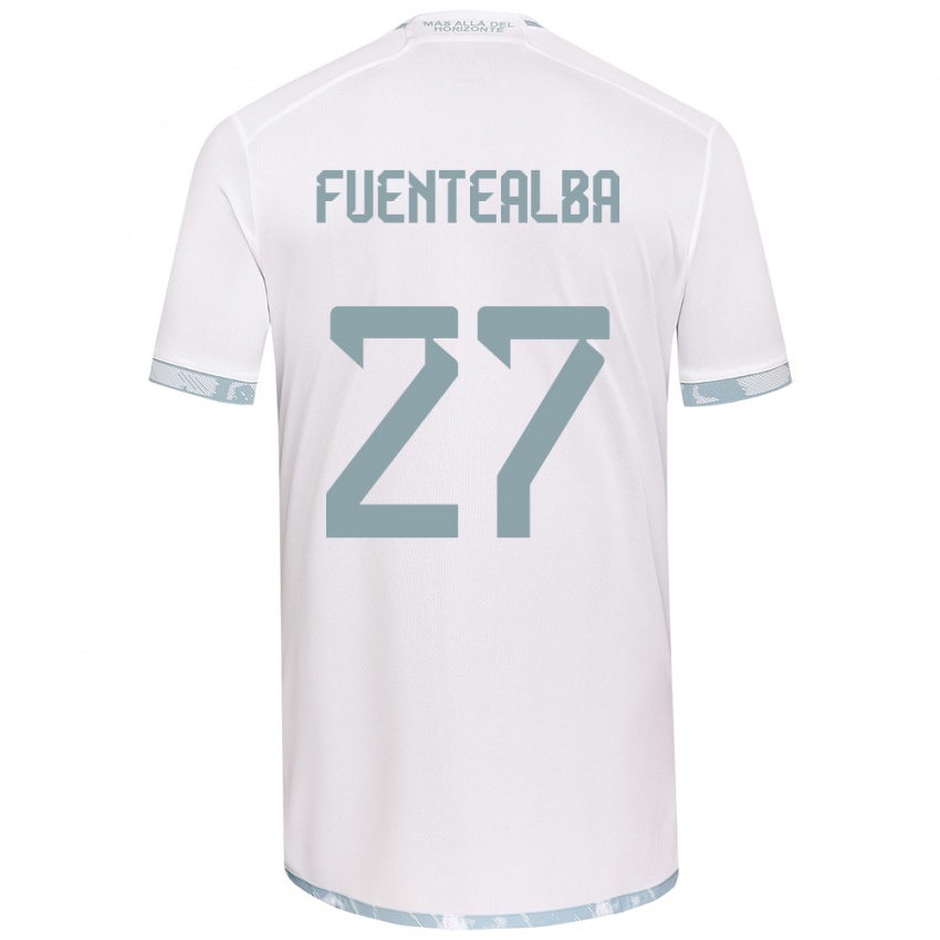 Homem Camisola Jeison Fuentealba #27 Branco Cinza Alternativa 2024/25 Camisa Brasil