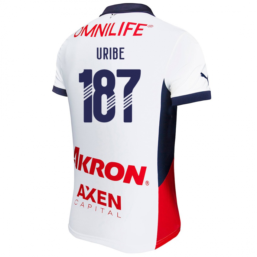 Homem Camisola Juan Uribe #187 Branco Vermelho Azul Alternativa 2024/25 Camisa Brasil