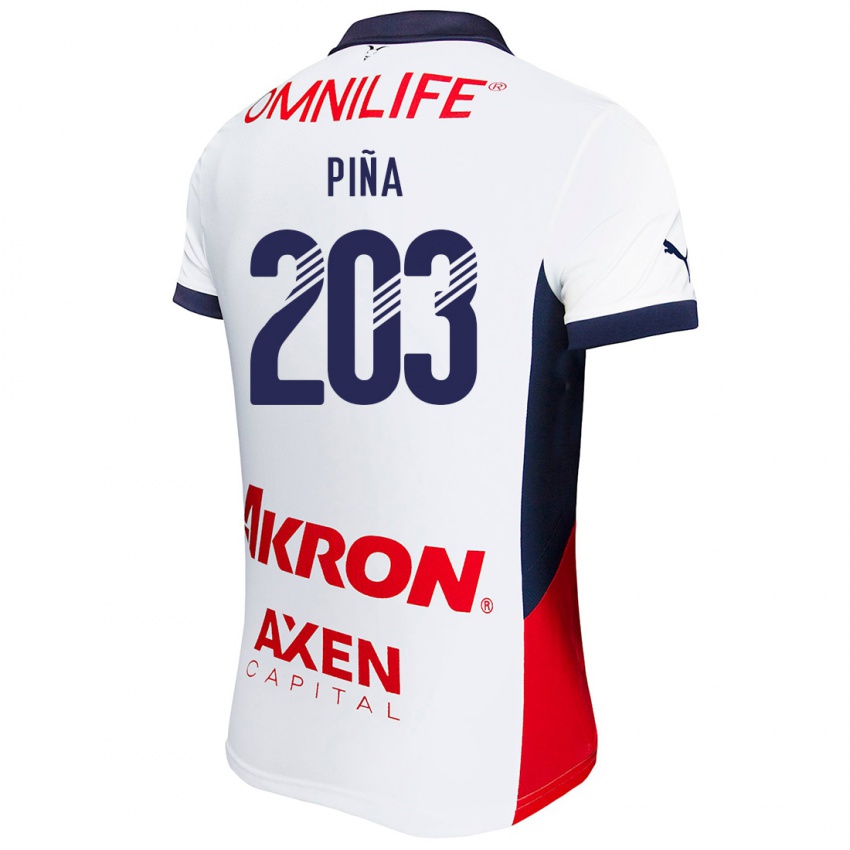 Homem Camisola Fernando Piña #203 Branco Vermelho Azul Alternativa 2024/25 Camisa Brasil