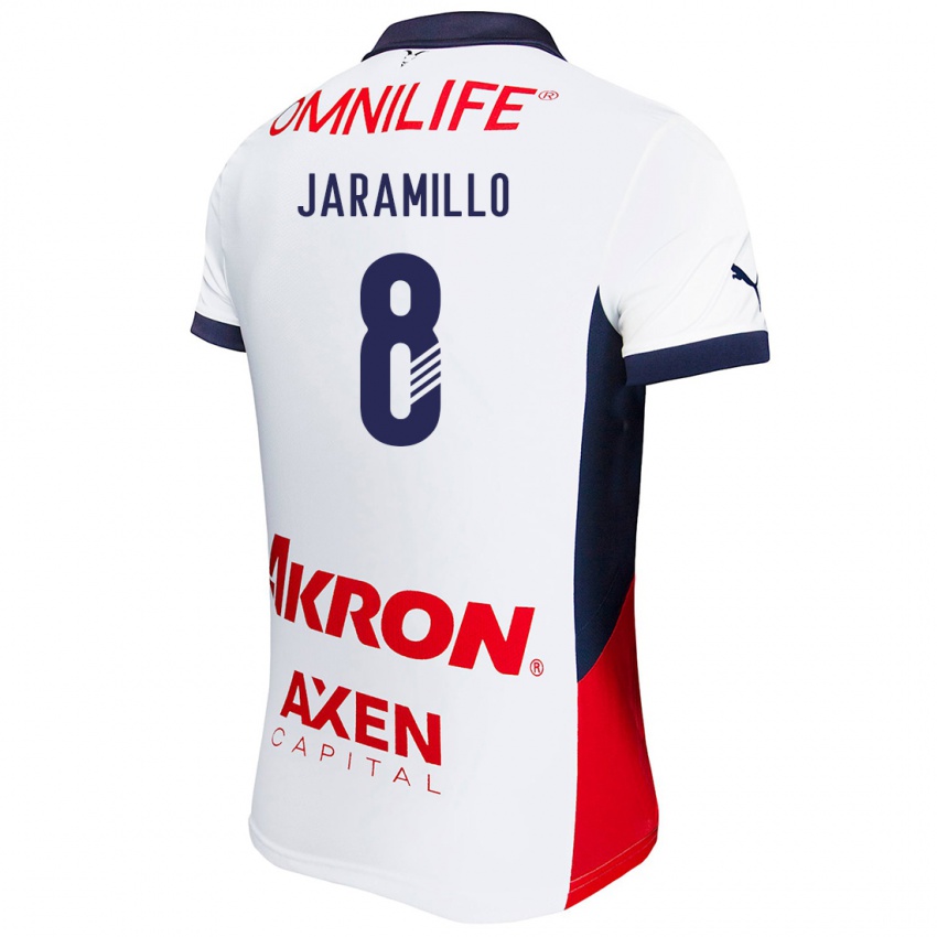 Homem Camisola Carolina Jaramillo #8 Branco Vermelho Azul Alternativa 2024/25 Camisa Brasil