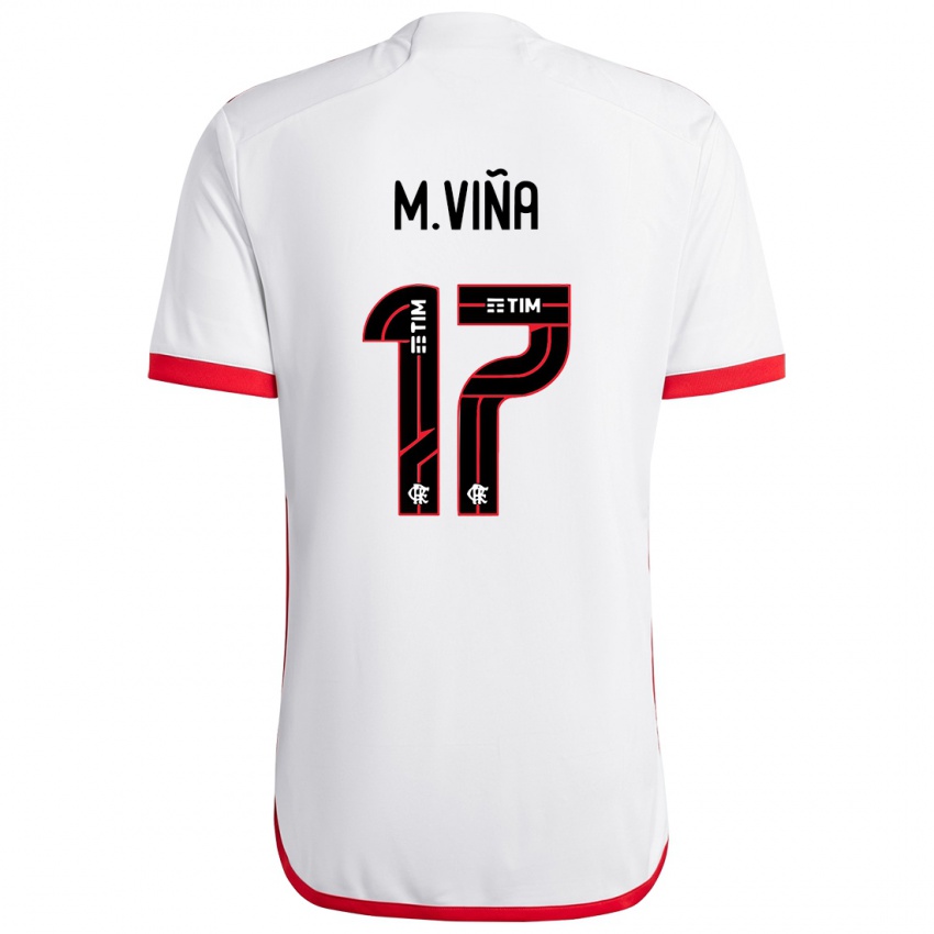 Homem Camisola Matias Vina #17 Branco Vermelho Alternativa 2024/25 Camisa Brasil